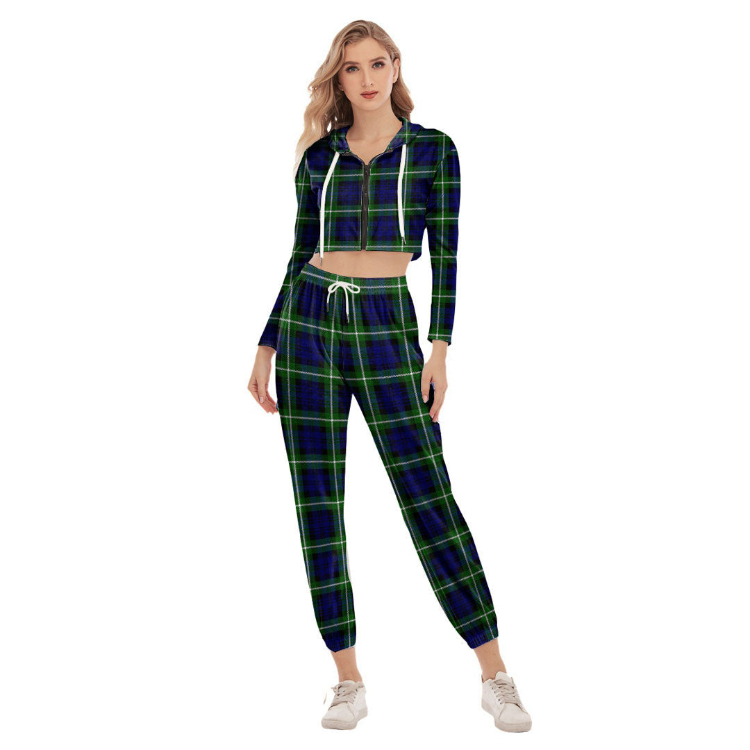 Lamont Modern Tartan Plaid Crop Hoodie Sports Sets