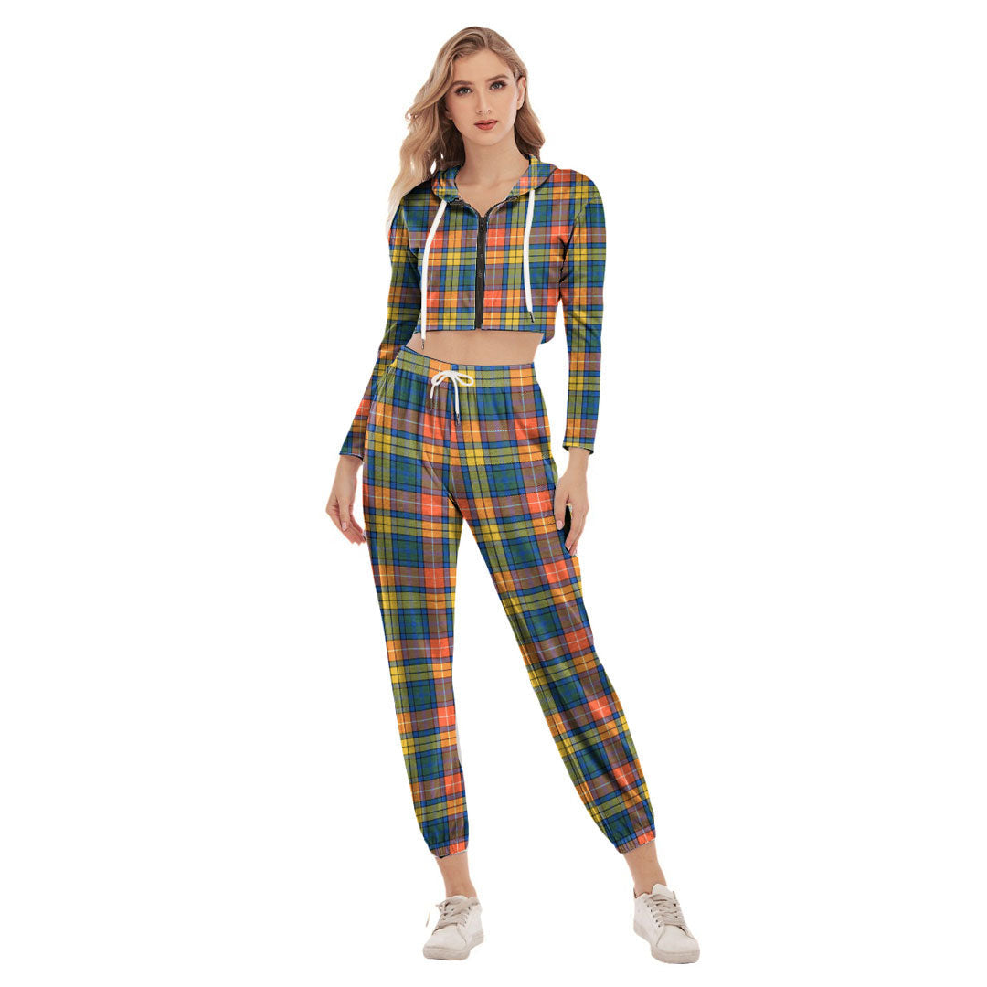 Buchanan Ancient Tartan Plaid Crop Hoodie Sports Sets