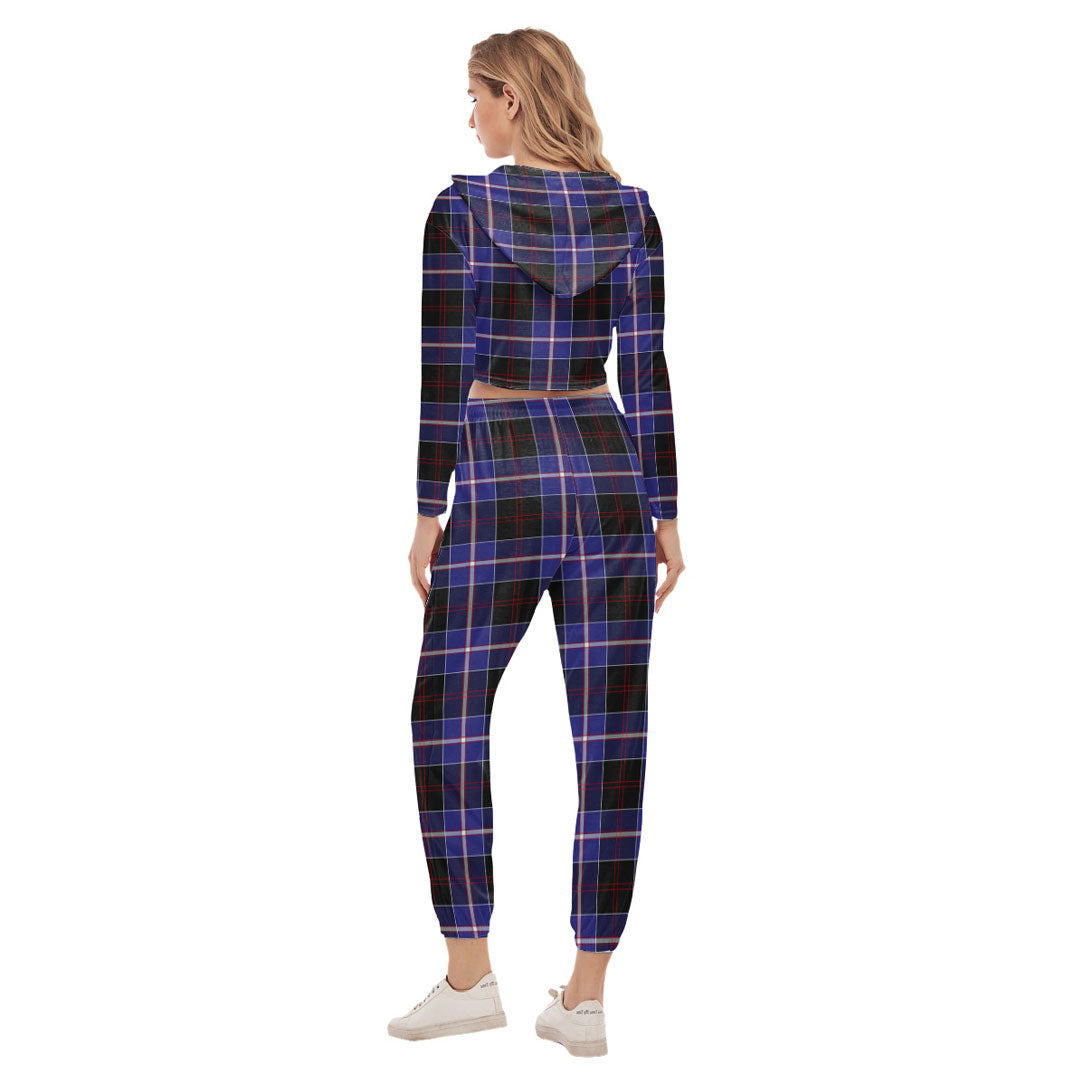 Dunlop Modern Tartan Plaid Crop Hoodie Sports Sets