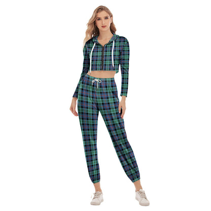 MacTaggart Ancient Tartan Plaid Crop Hoodie Sports Sets