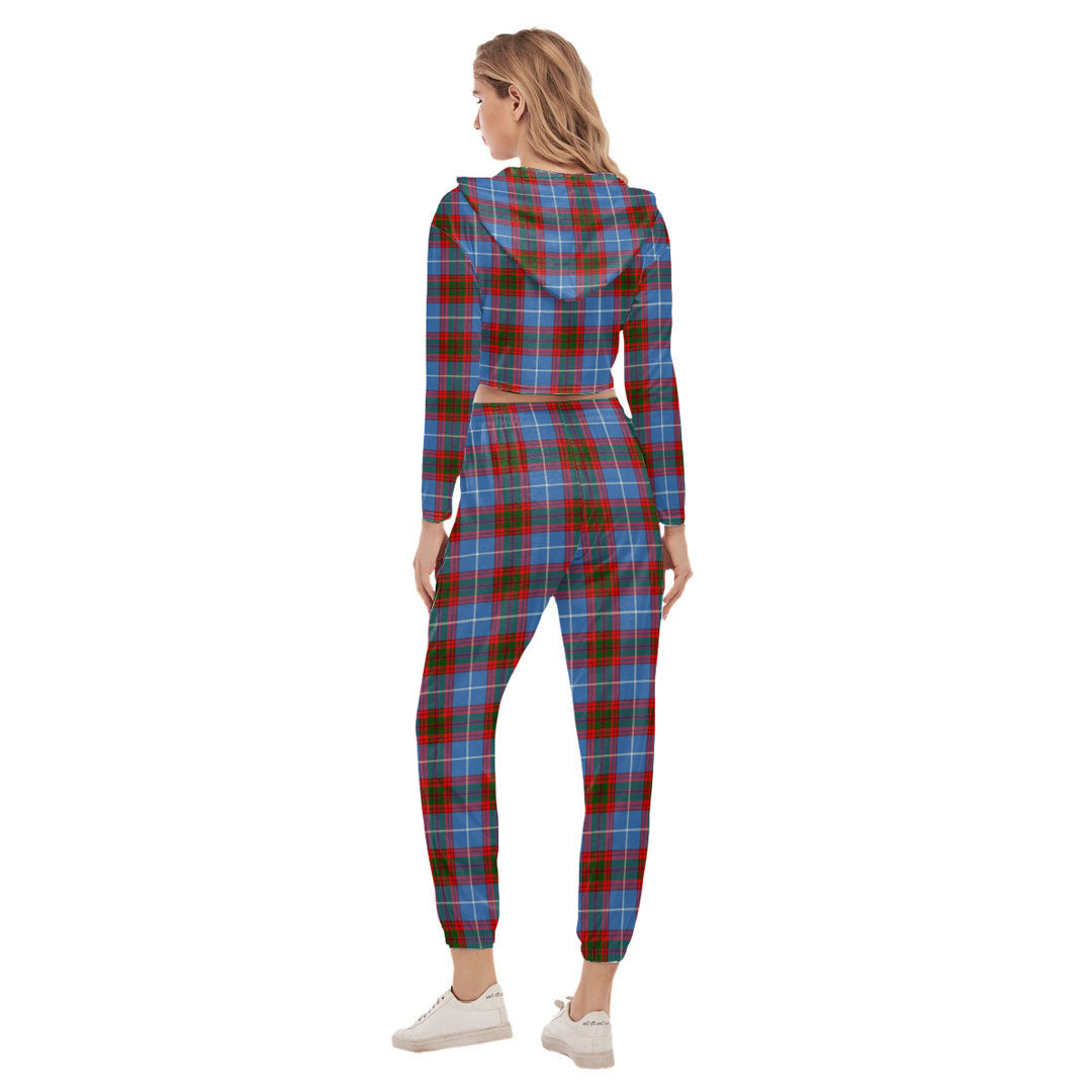 Edinburgh District Tartan Plaid Crop Hoodie Sports Sets