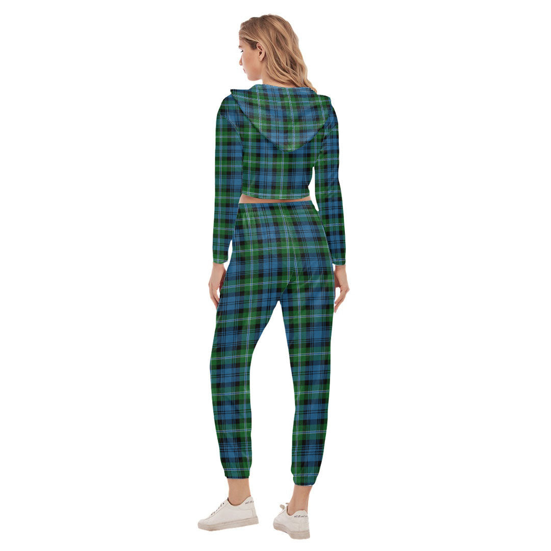 Lyon Tartan Plaid Tartan Plaid Crop Hoodie Sports Sets