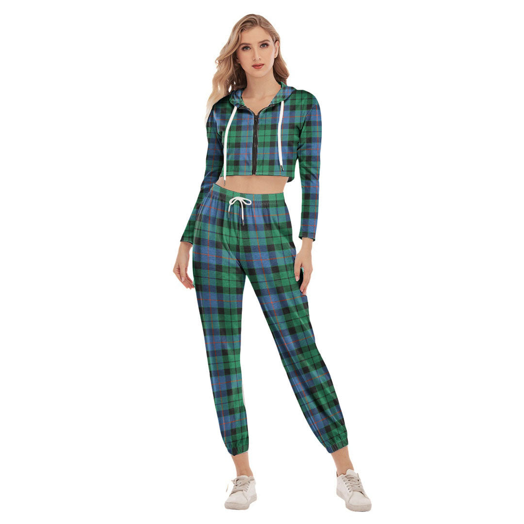 Morrison Ancient Tartan Plaid Crop Hoodie Sports Sets