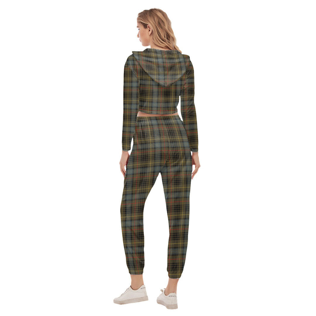 Stewart Hunting Weathered Tartan Plaid Crop Hoodie Sports Sets