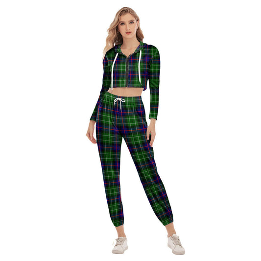 Leslie Hunting Tartan Plaid Crop Hoodie Sports Sets