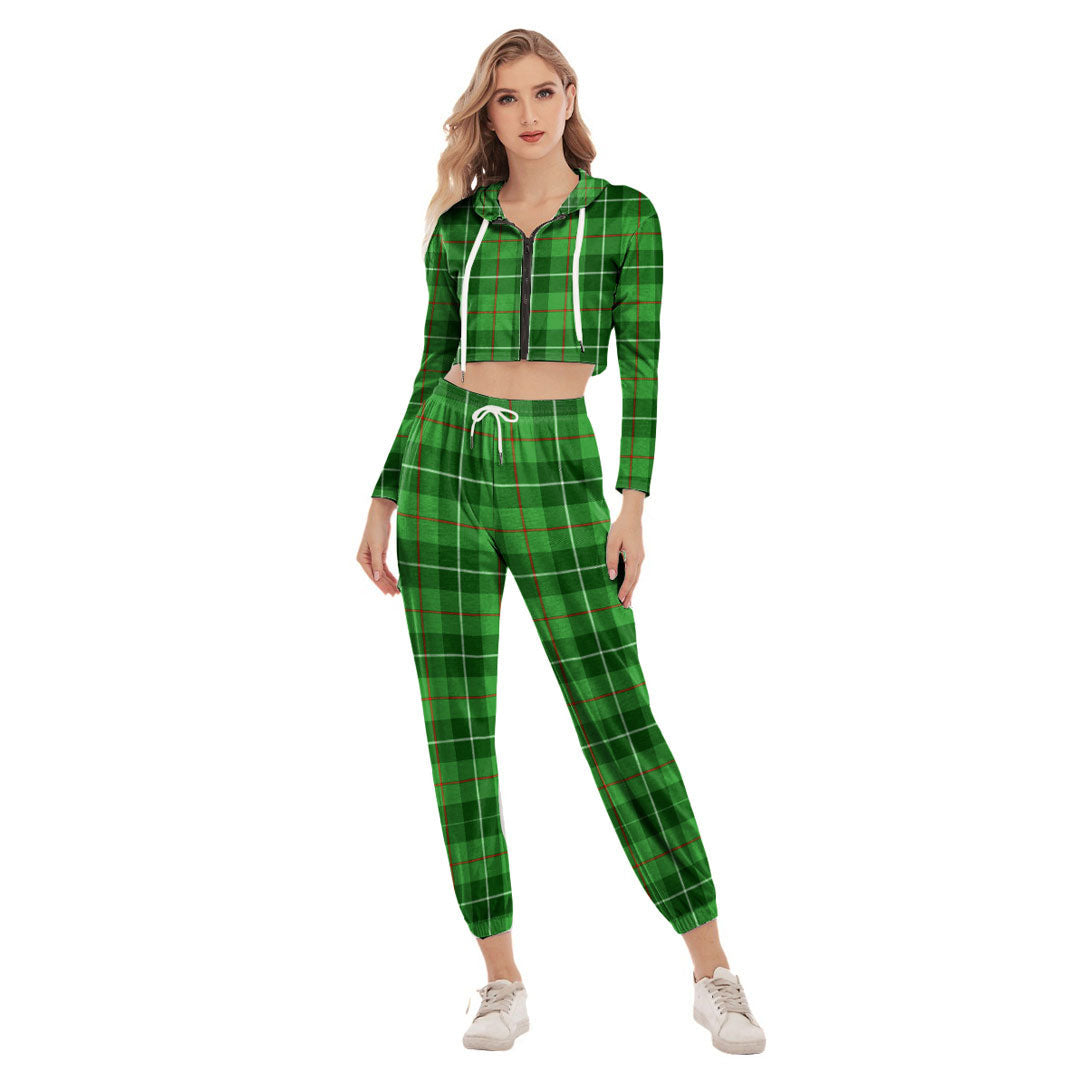 Galloway District Tartan Plaid Crop Hoodie Sports Sets