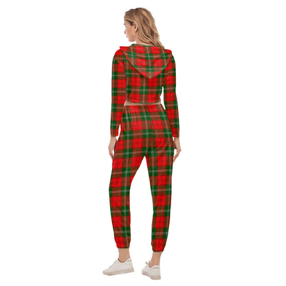 Lennox Modern Tartan Plaid Crop Hoodie Sports Sets