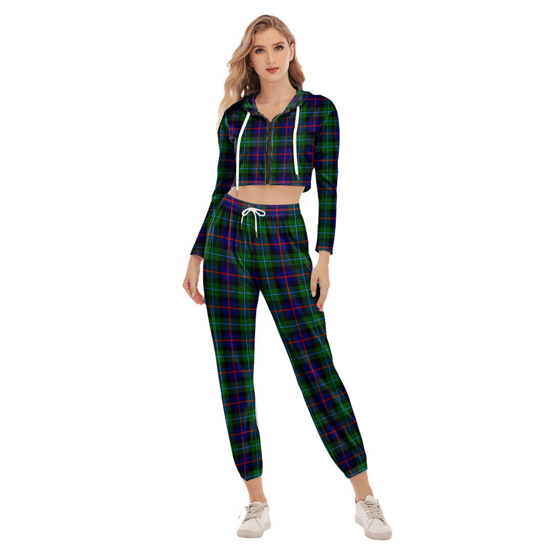 Campbell of Cawdor Modern Tartan Plaid Crop Hoodie Sports Sets