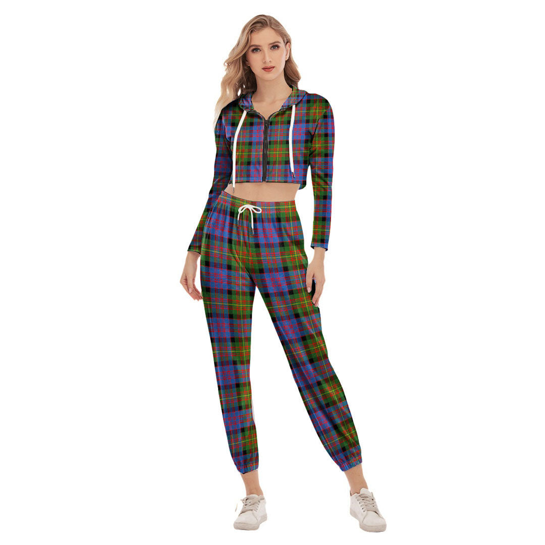 Carnegie Ancient Tartan Plaid Crop Hoodie Sports Sets