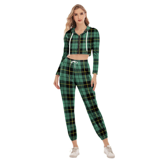 Wallace Hunting Ancient Tartan Plaid Crop Hoodie Sports Sets