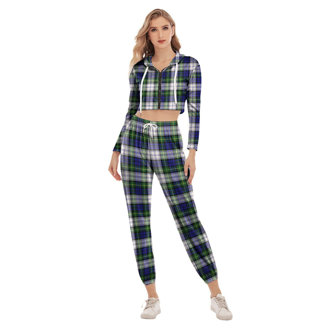 Gordon Dress Modern Tartan Plaid Crop Hoodie Sports Sets