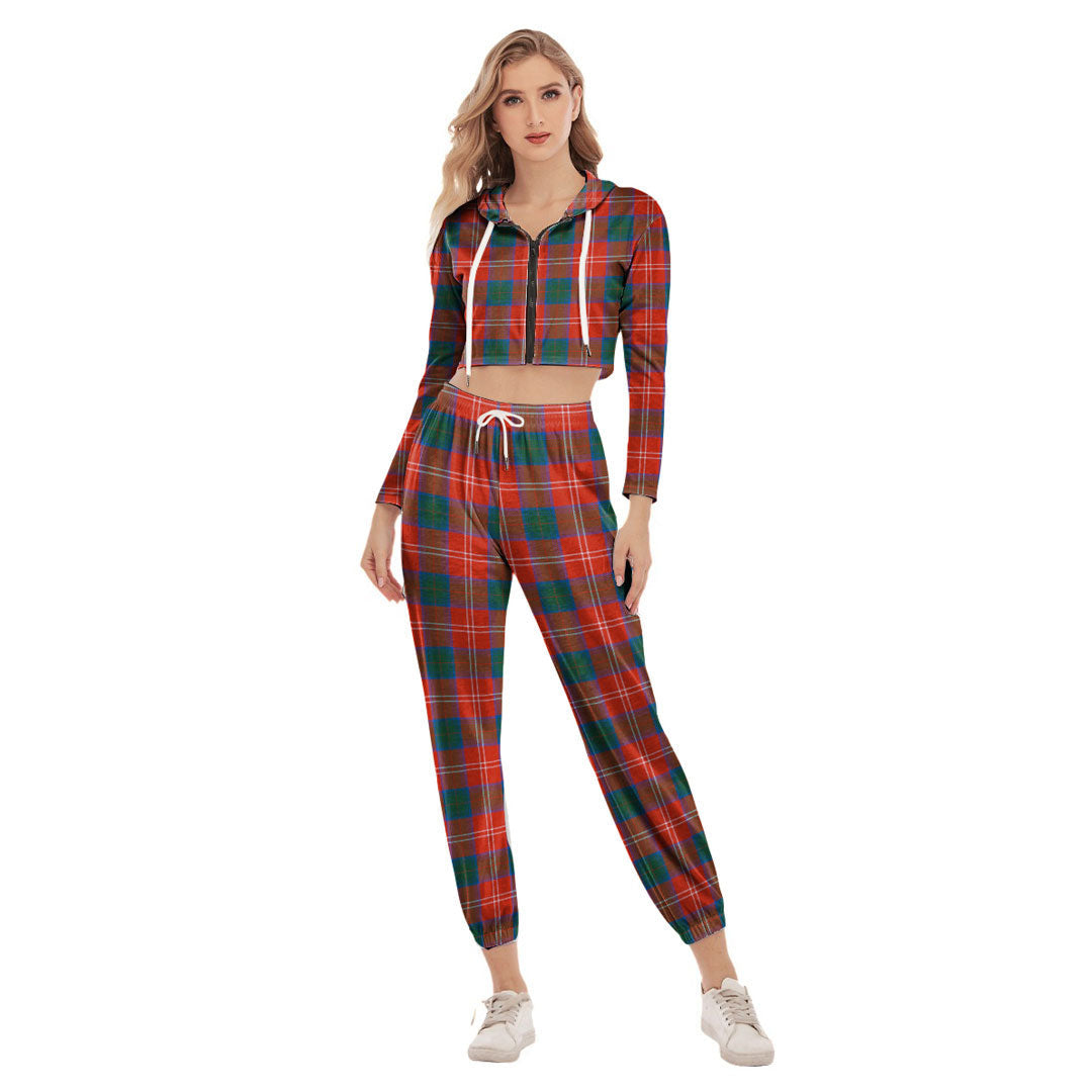 Chisholm Ancient Tartan Plaid Crop Hoodie Sports Sets