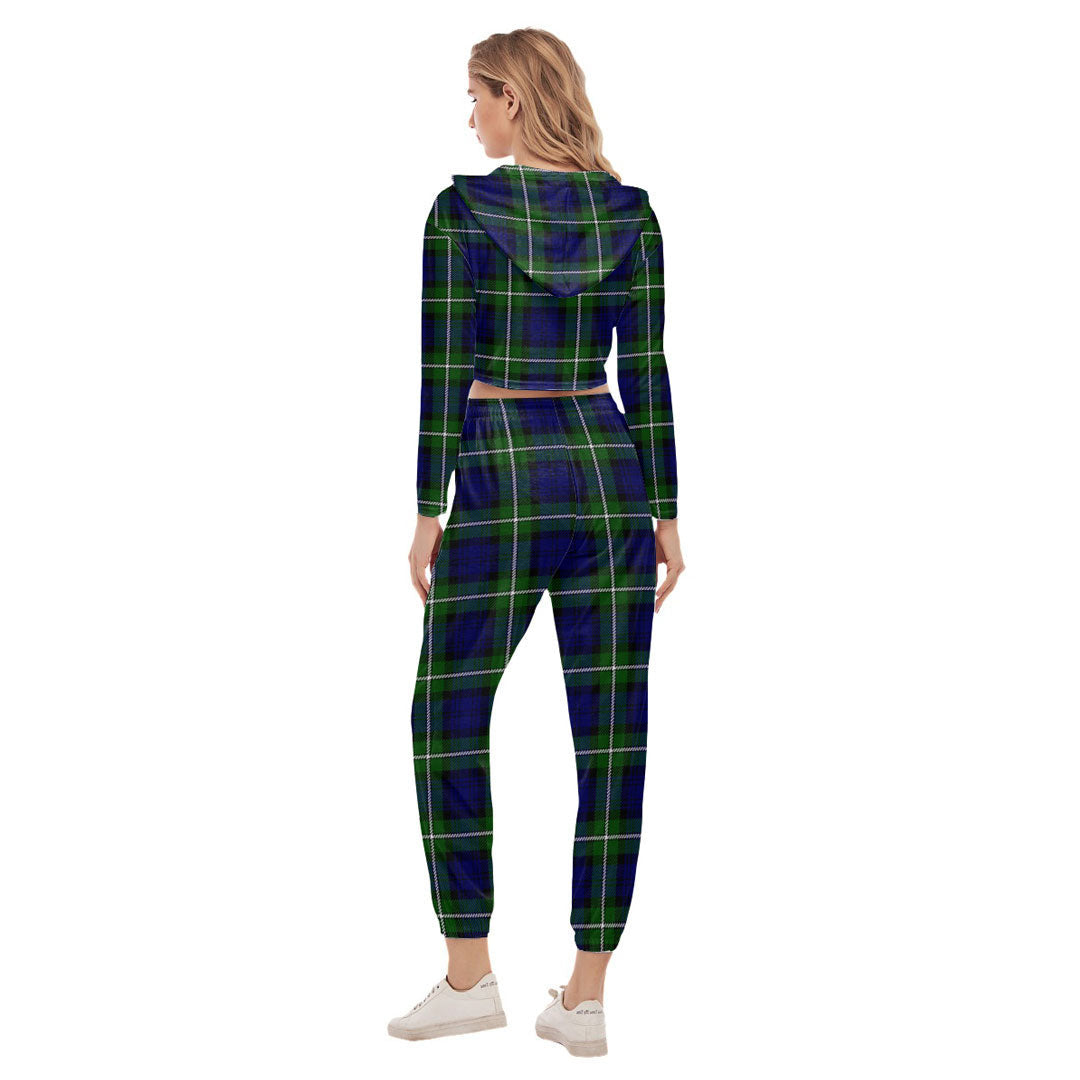 Forbes Modern Tartan Plaid Crop Hoodie Sports Sets