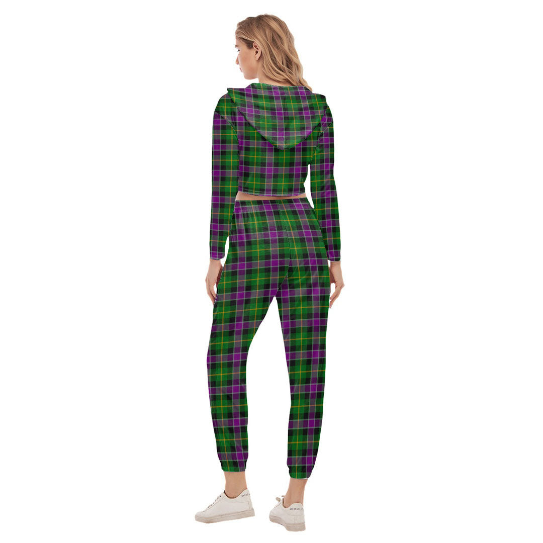 Selkirk Tartan Plaid Crop Hoodie Sports Sets