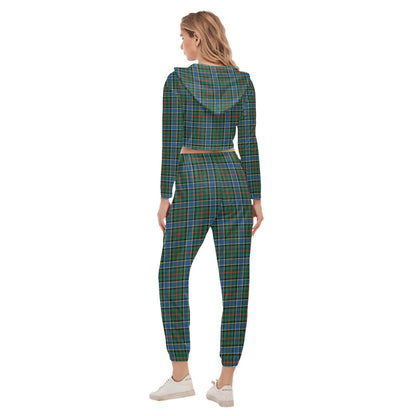 Ogilvie Hunting Ancient Tartan Plaid Crop Hoodie Sports Sets