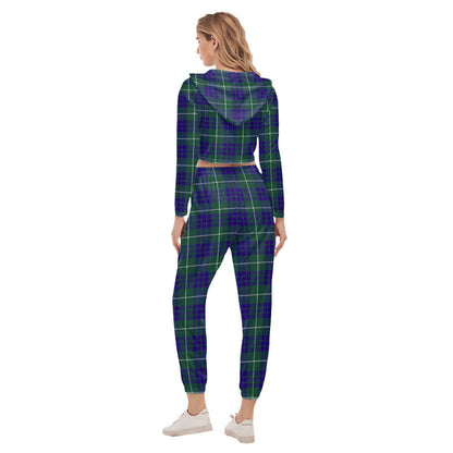 Hamilton Hunting Modern Tartan Plaid Crop Hoodie Sports Sets