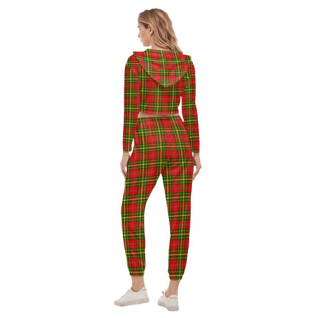 Leask Tartan Plaid Crop Hoodie Sports Sets