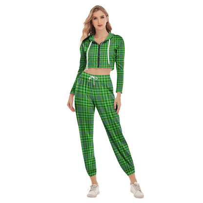 Currie Tartan Plaid Crop Hoodie Sports Sets