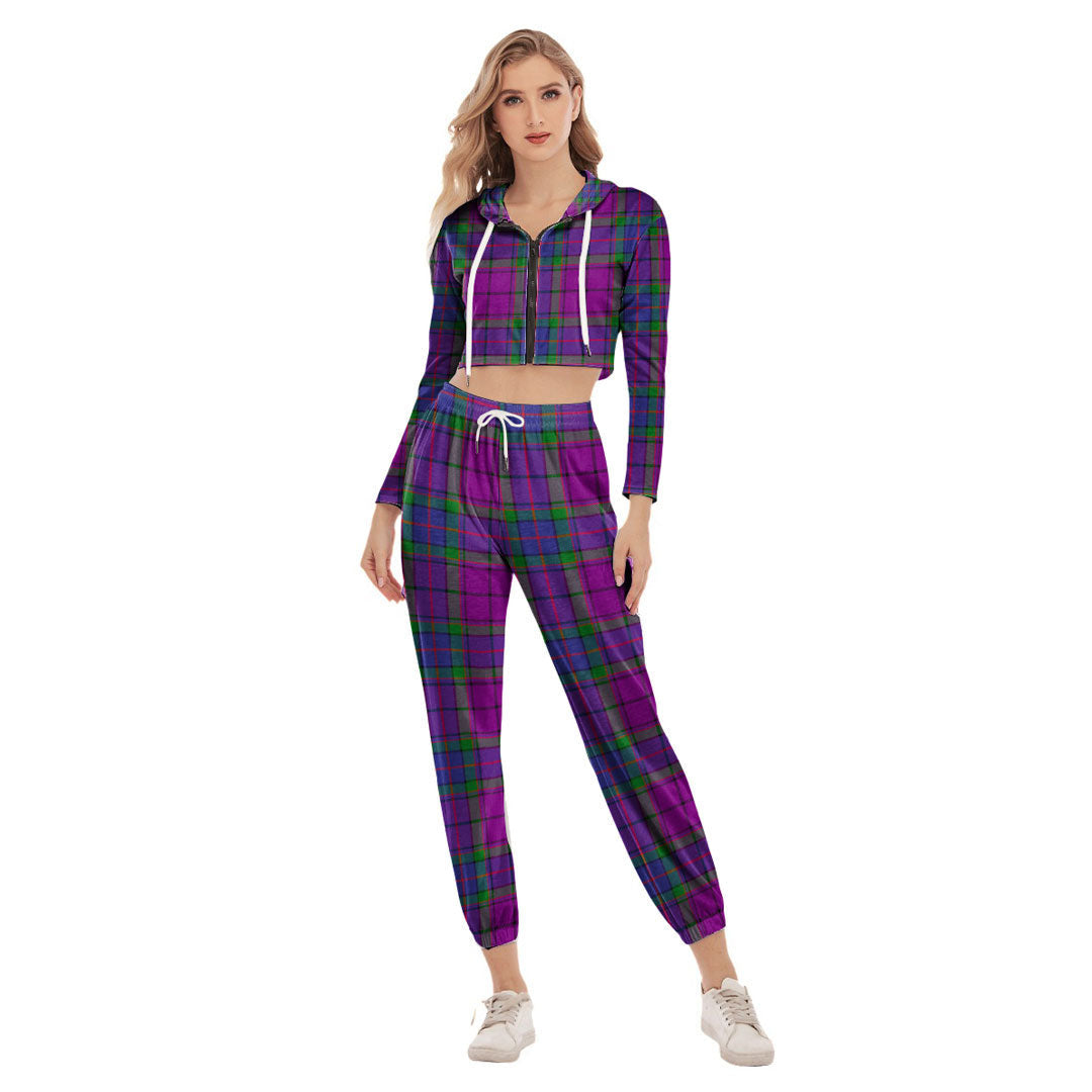 Wardlaw Modern Tartan Plaid Crop Hoodie Sports Sets