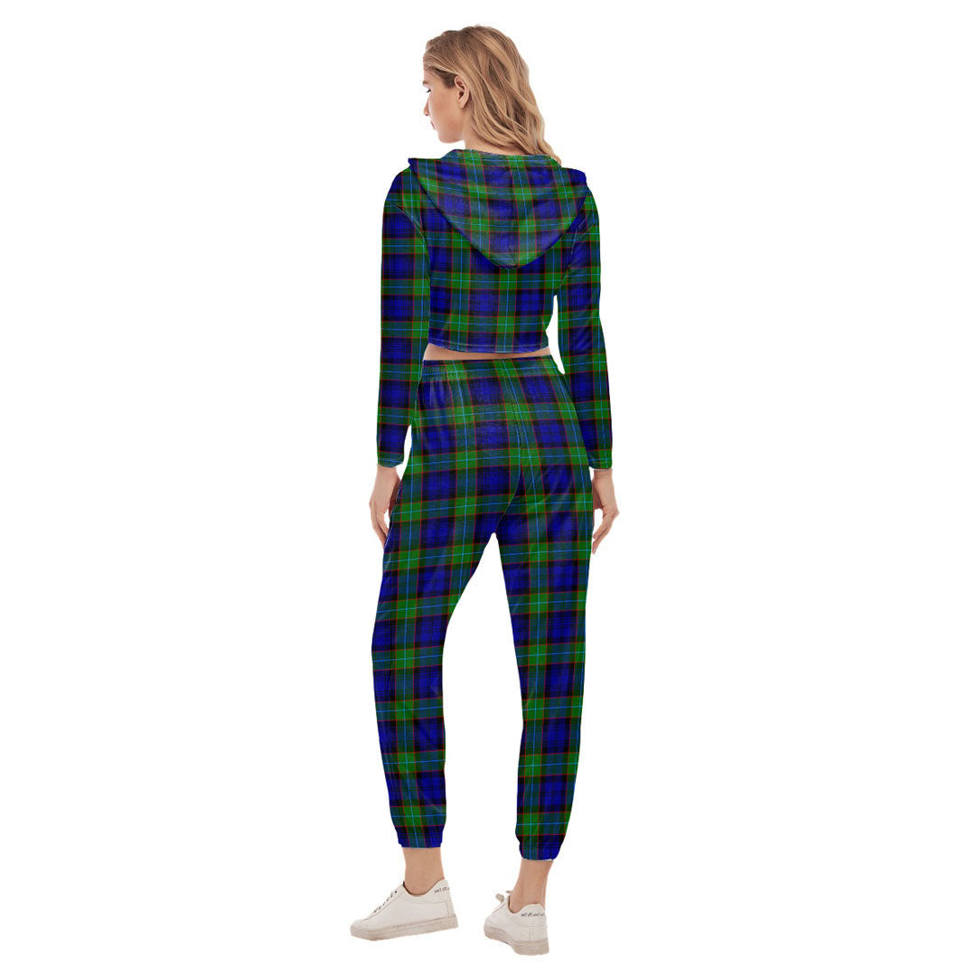 Sempill Modern Tartan Plaid Crop Hoodie Sports Sets