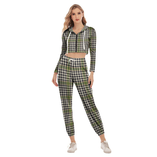 Burns Check Tartan Plaid Crop Hoodie Sports Sets