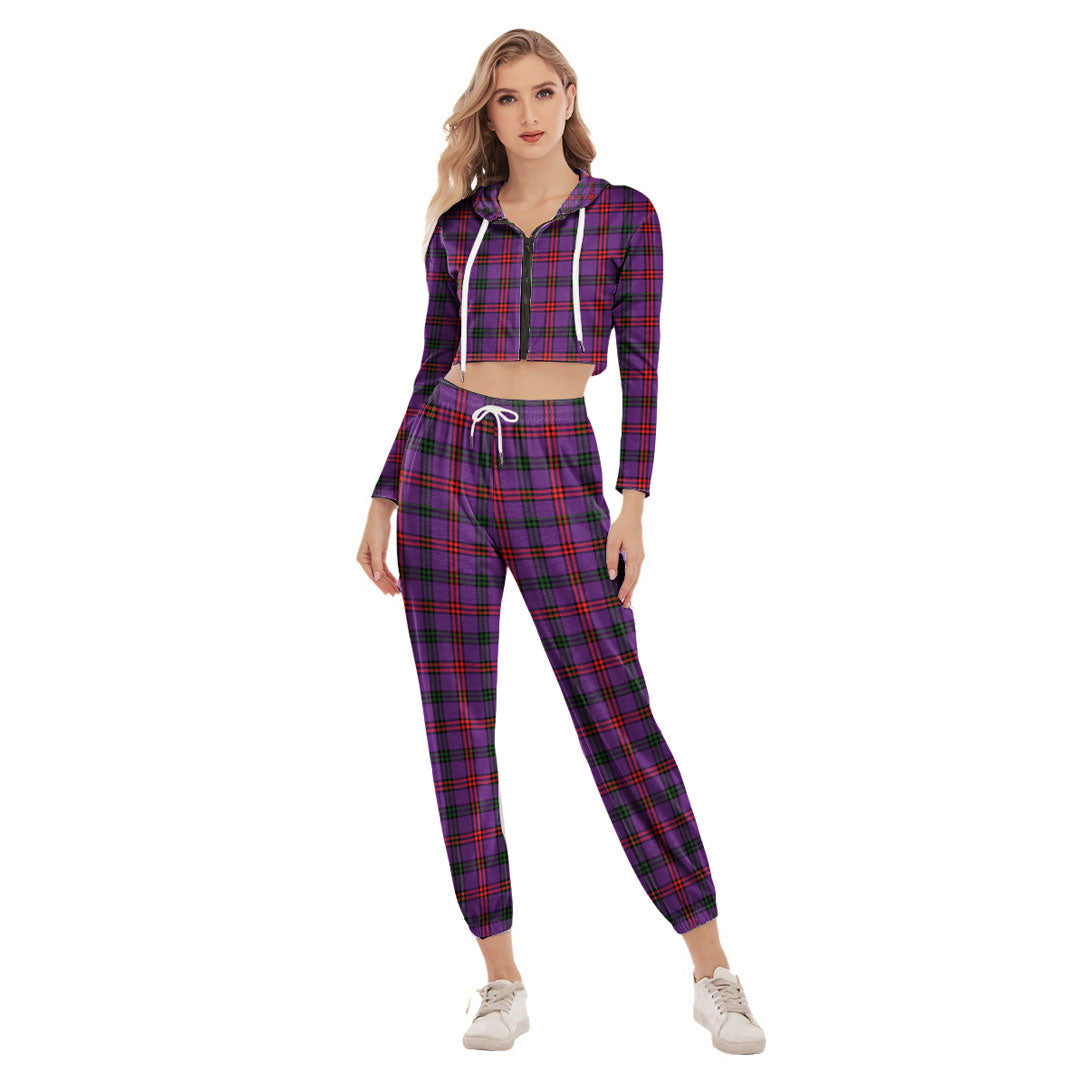 Montgomery Modern Tartan Plaid Crop Hoodie Sports Sets