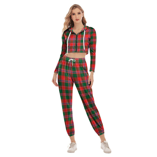 Dalziel Modern Tartan Plaid Crop Hoodie Sports Sets