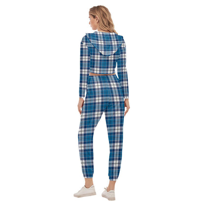 Strathclyde District Tartan Plaid Crop Hoodie Sports Sets