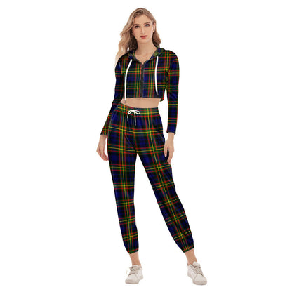 MacLellan Modern Tartan Plaid Crop Hoodie Sports Sets