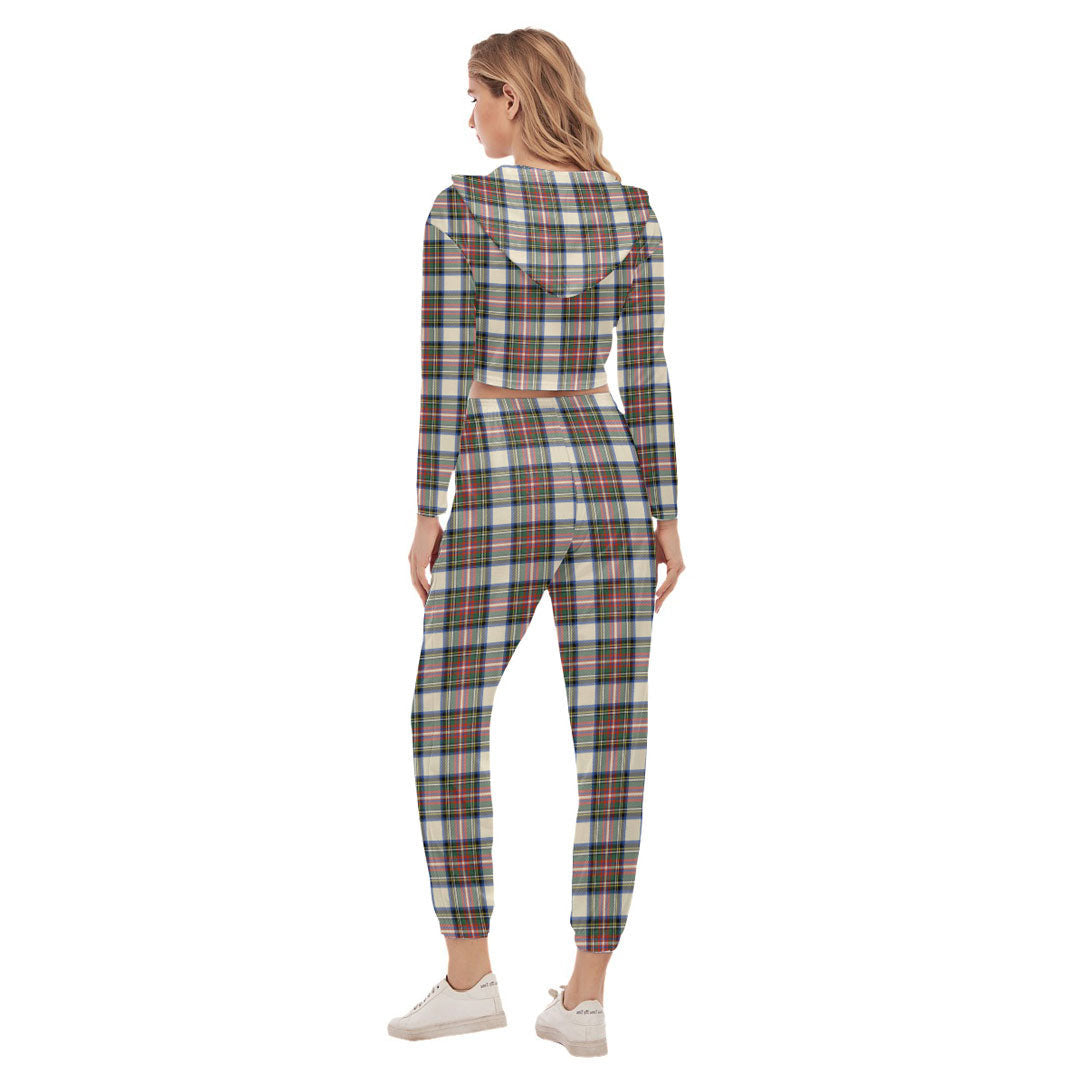 Stewart Dress Ancient Tartan Plaid Crop Hoodie Sports Sets