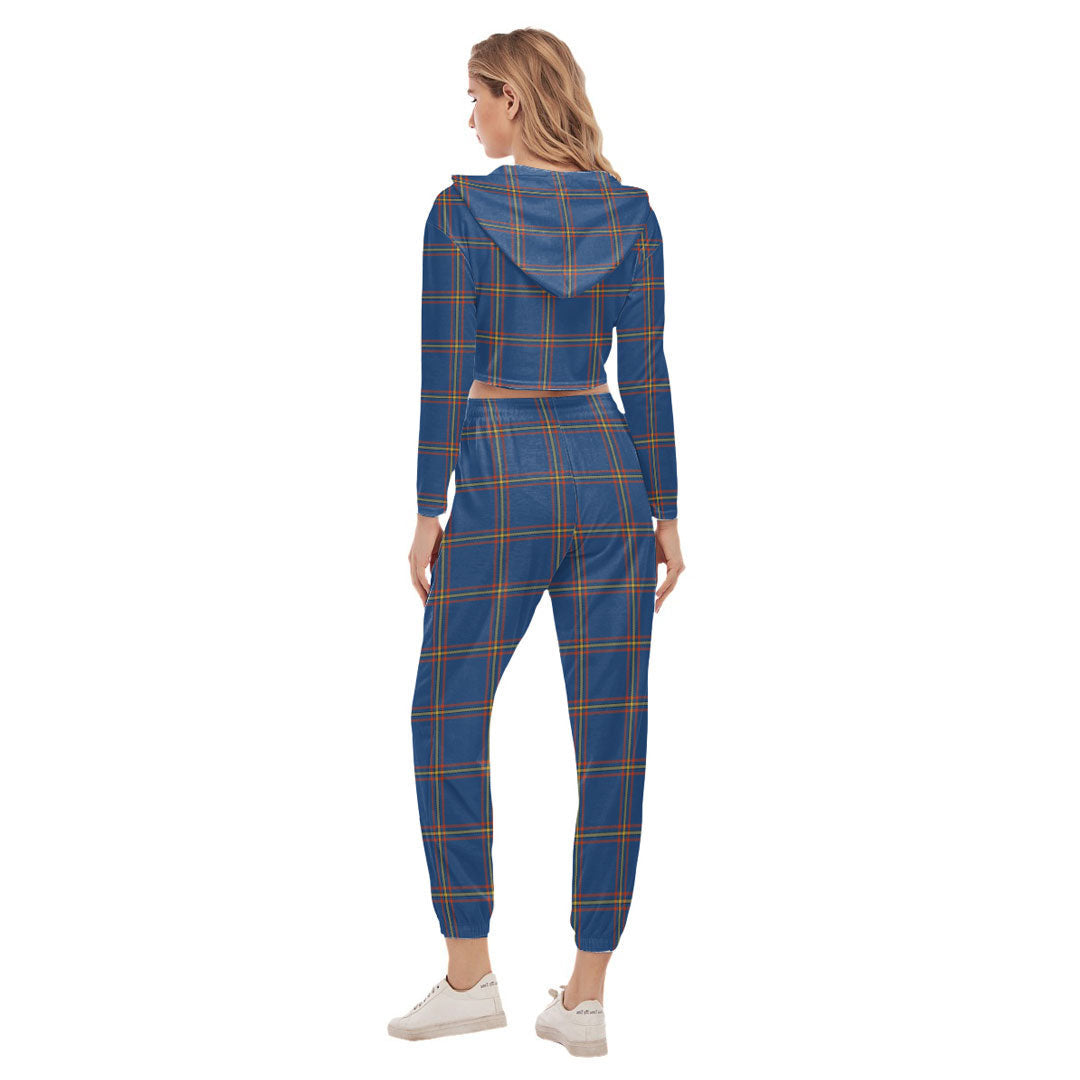 MacLaine of Loch Buie Hunting Ancient Tartan Plaid Crop Hoodie Sports Sets