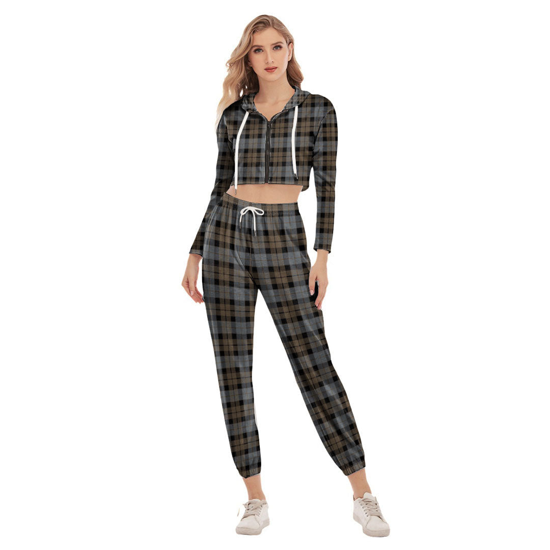 MacKay Weathered Tartan Plaid Crop Hoodie Sports Sets