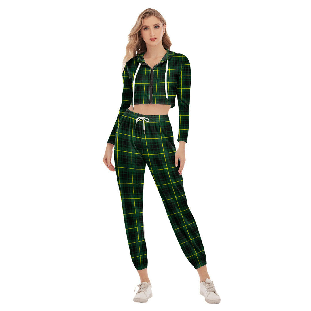 MacArthur Modern Tartan Plaid Crop Hoodie Sports Sets