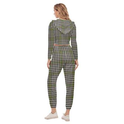 Burns Check Tartan Plaid Crop Hoodie Sports Sets