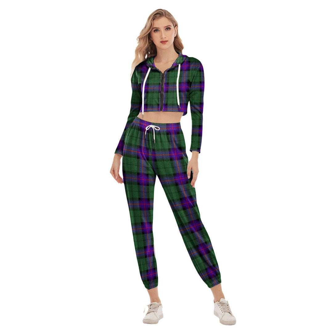 Armstrong Modern Tartan Plaid Crop Hoodie Sports Sets