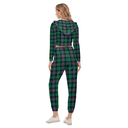 Urquhart Broad Red Ancient Tartan Plaid Crop Hoodie Sports Sets