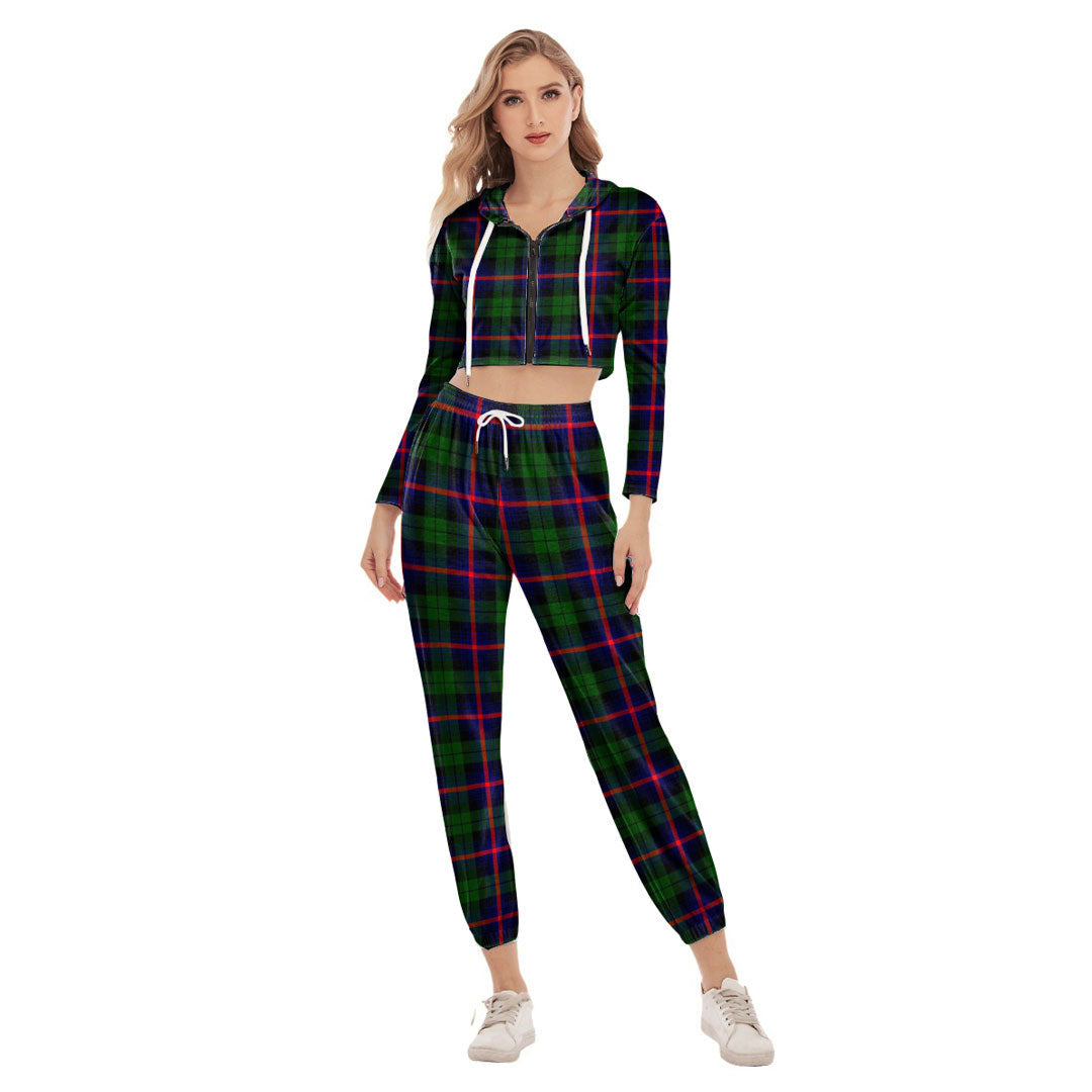 Urquhart Modern Tartan Plaid Crop Hoodie Sports Sets