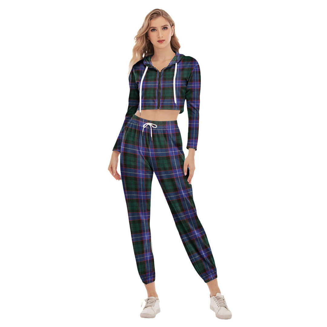 Guthrie Modern Tartan Plaid Crop Hoodie Sports Sets