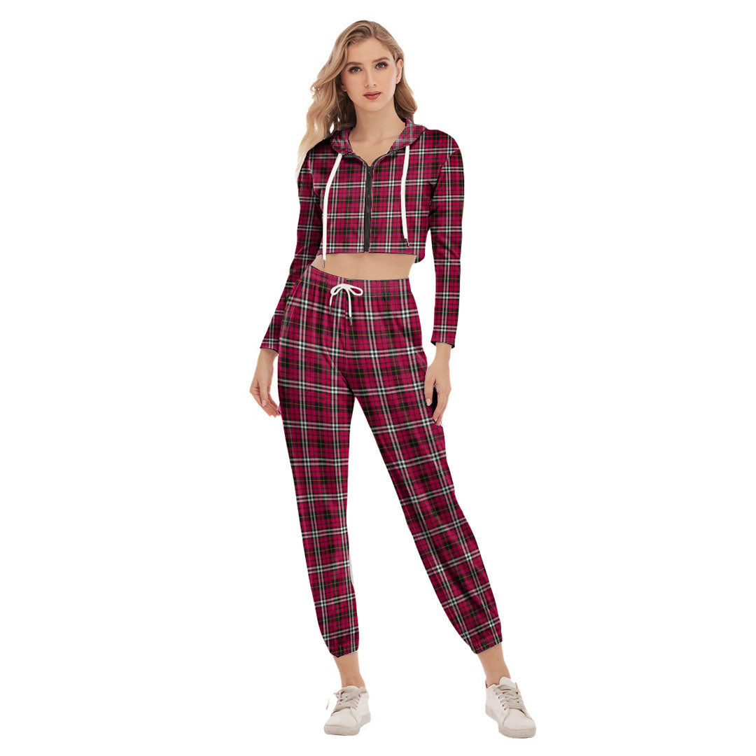 Little Tartan Plaid Crop Hoodie Sports Sets