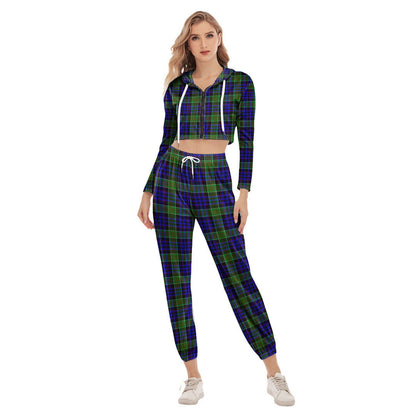 Newman Tartan Plaid Crop Hoodie Sports Sets