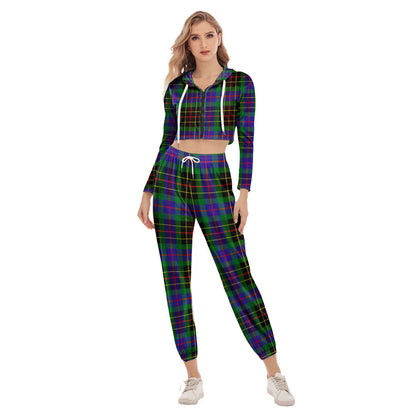 Brodie Hunting Modern Tartan Plaid Crop Hoodie Sports Sets