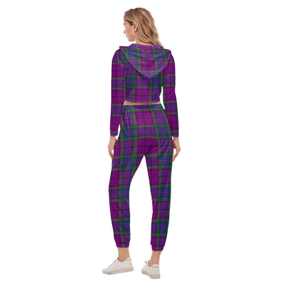 Wardlaw Modern Tartan Plaid Crop Hoodie Sports Sets