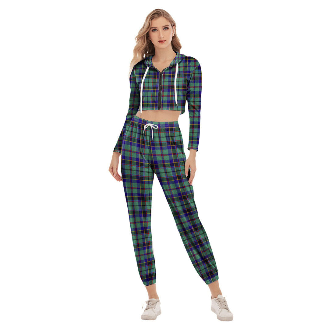 Stevenson Tartan Plaid Crop Hoodie Sports Sets