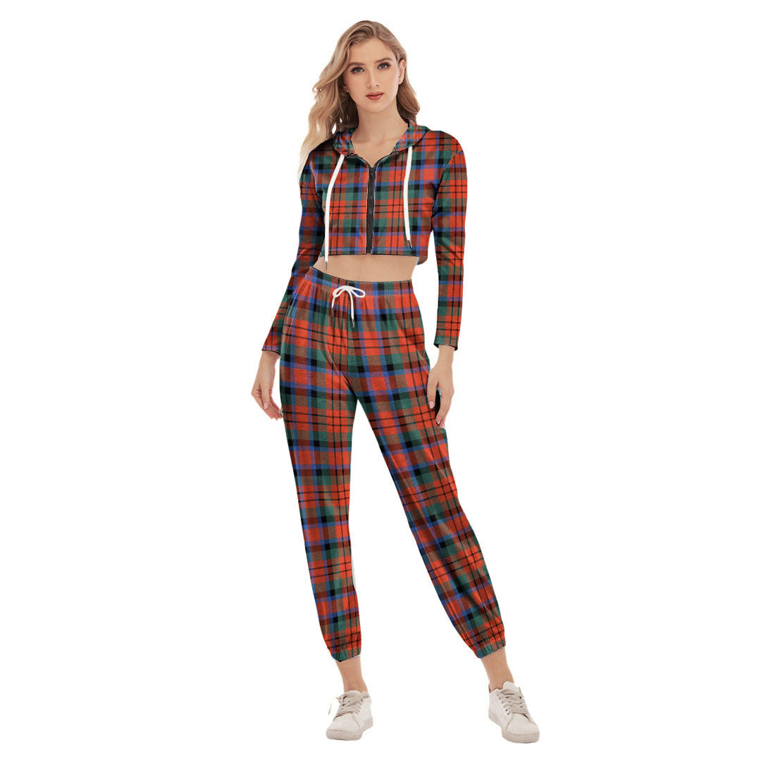 MacDuff Ancient Tartan Plaid Crop Hoodie Sports Sets