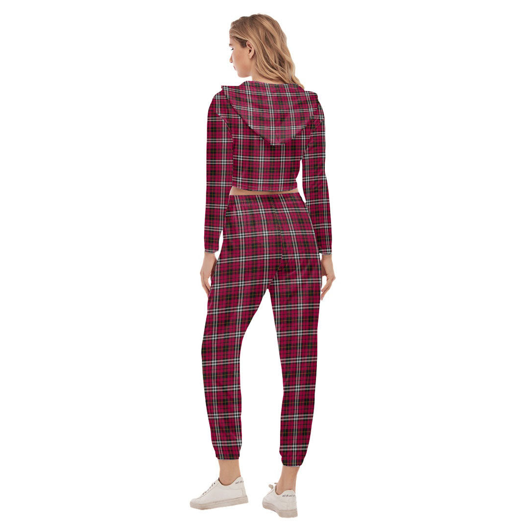 Little Tartan Plaid Crop Hoodie Sports Sets