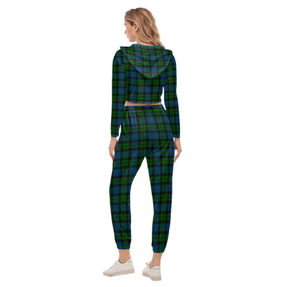 MacKay Modern Tartan Plaid Crop Hoodie Sports Sets