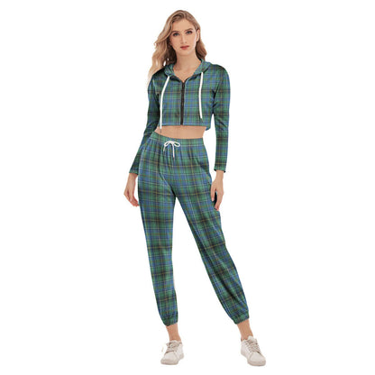 MacInnes Ancient Tartan Plaid Crop Hoodie Sports Sets