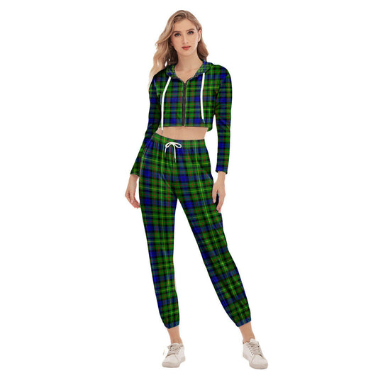 Rollo Modern Tartan Plaid Crop Hoodie Sports Sets