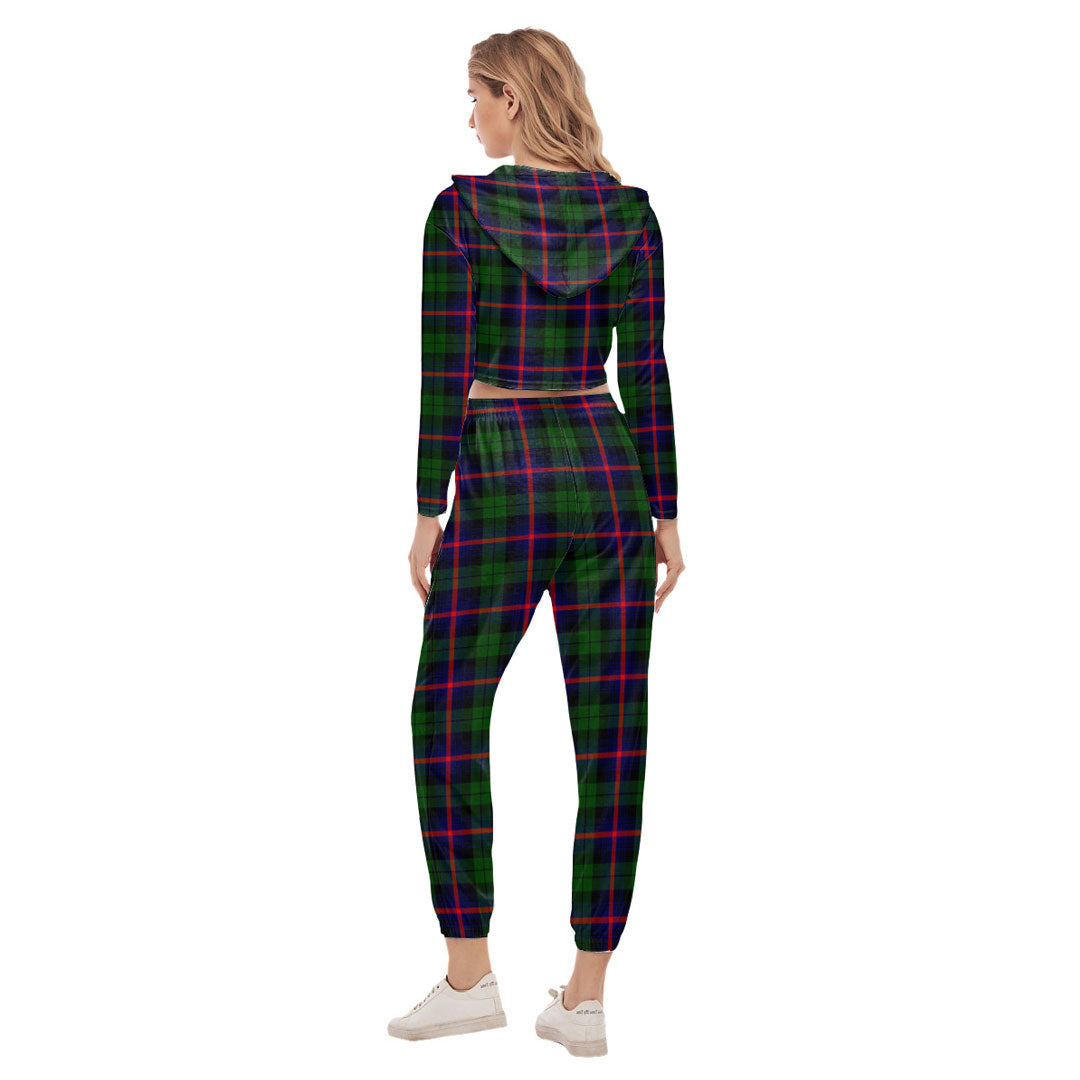 Urquhart Modern Tartan Plaid Crop Hoodie Sports Sets