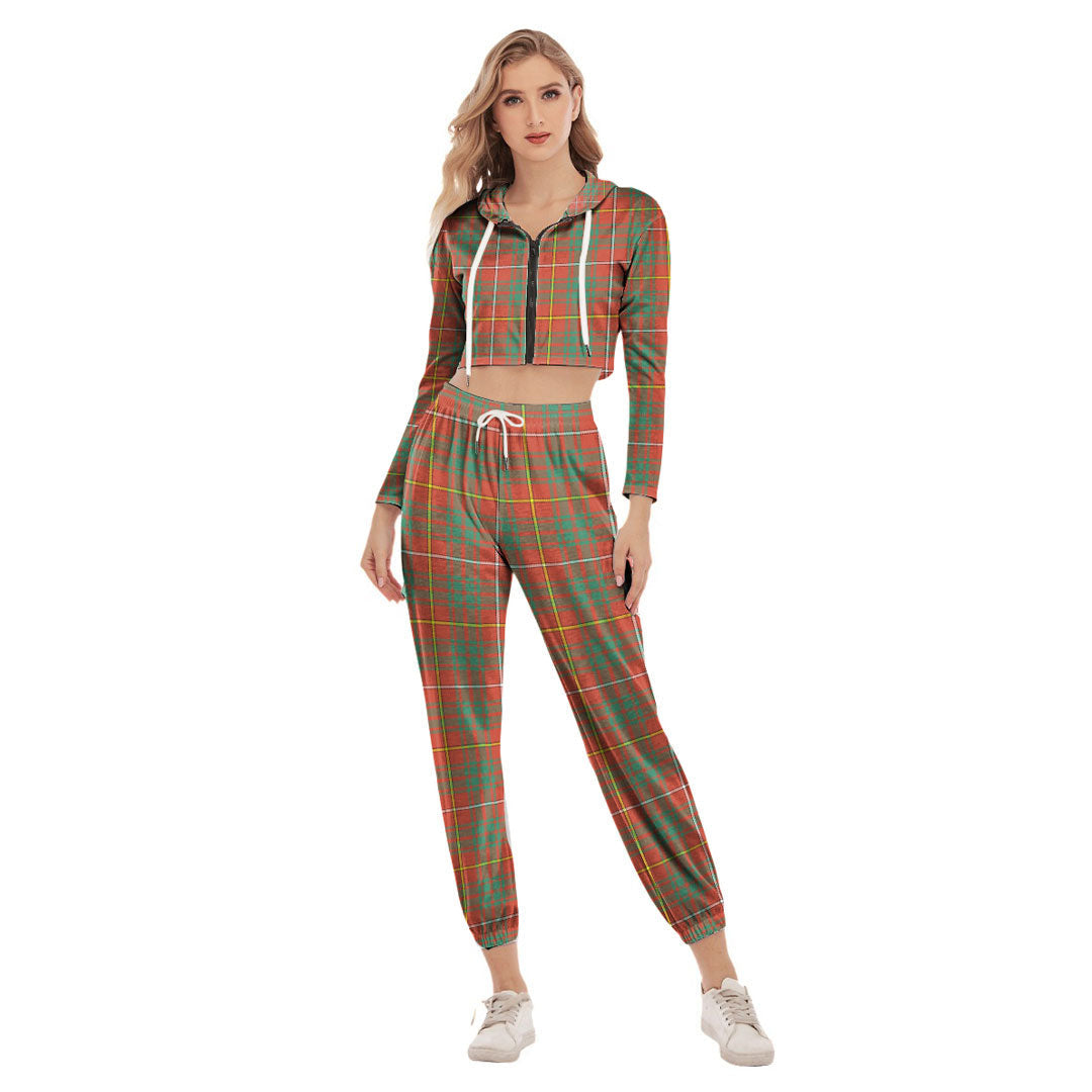 Bruce Ancient Tartan Plaid Crop Hoodie Sports Sets